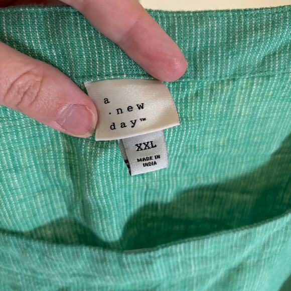 A New Day NWT Women's Linen Tank Top Green Striped Top XXL - Picture 5 of 8